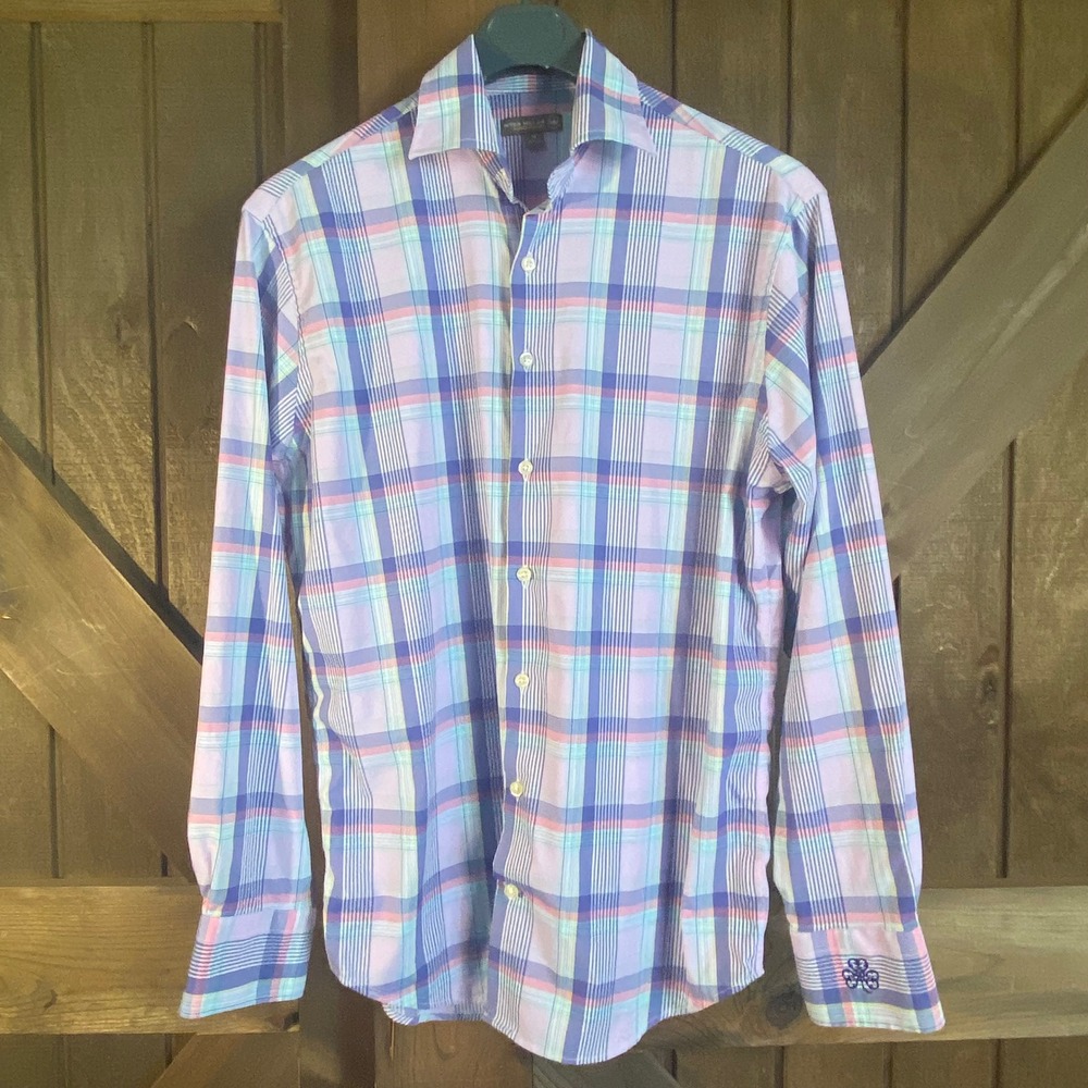 Peter Millar Summer Comfort Shirt Mens Medium Plaid Excellent Performance